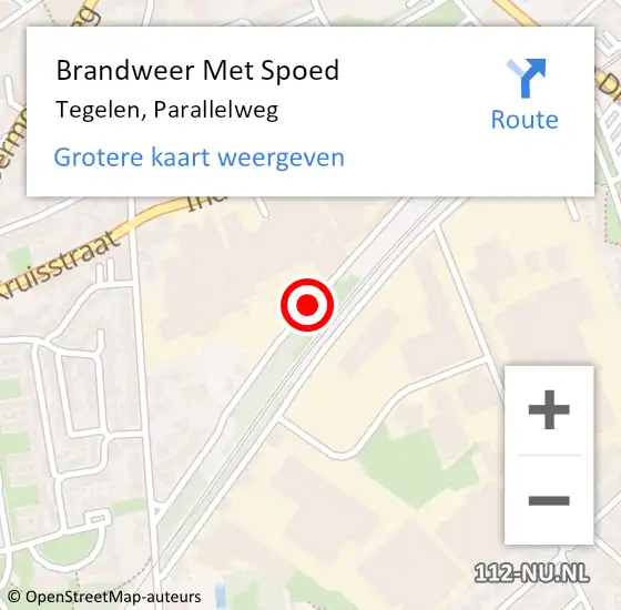 Locatie op kaart van de 112 melding: Brandweer Met Spoed Naar Tegelen, Parallelweg op 20 november 2020 14:26