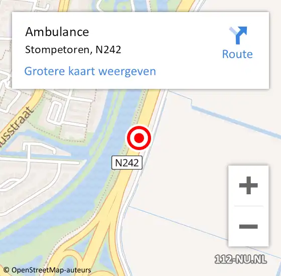 Locatie op kaart van de 112 melding: Ambulance Stompetoren, N242 op 20 november 2020 14:35