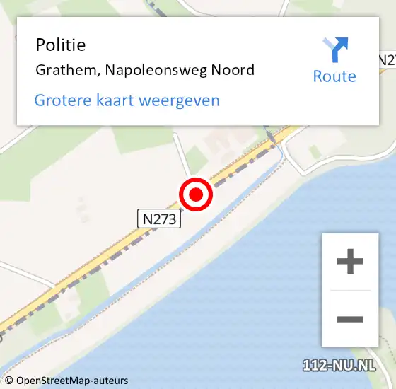 Locatie op kaart van de 112 melding: Politie Grathem, Napoleonsweg Noord op 20 november 2020 16:11