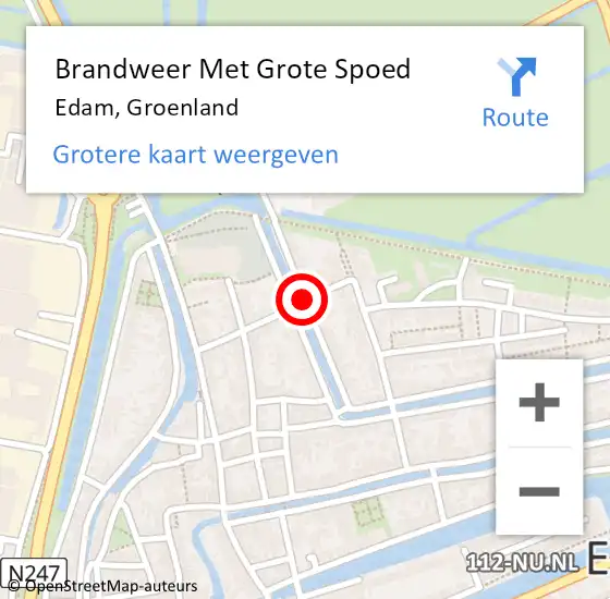 Locatie op kaart van de 112 melding: Brandweer Met Grote Spoed Naar Edam, Groenland op 20 november 2020 16:14