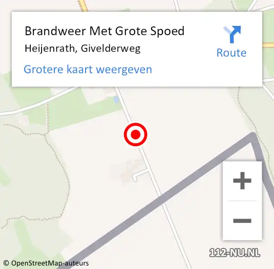 Locatie op kaart van de 112 melding: Brandweer Met Grote Spoed Naar Heijenrath, Givelderweg op 20 november 2020 17:18