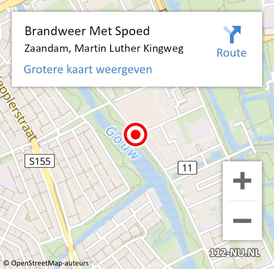 Locatie op kaart van de 112 melding: Brandweer Met Spoed Naar Zaandam, Martin Luther Kingweg op 20 november 2020 17:46