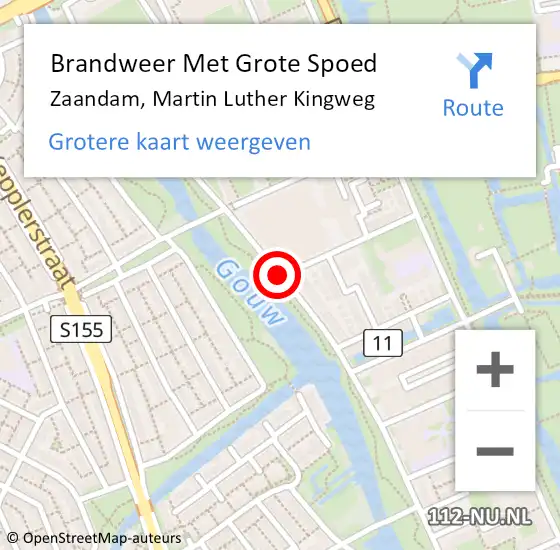 Locatie op kaart van de 112 melding: Brandweer Met Grote Spoed Naar Zaandam, Martin Luther Kingweg op 20 november 2020 18:01