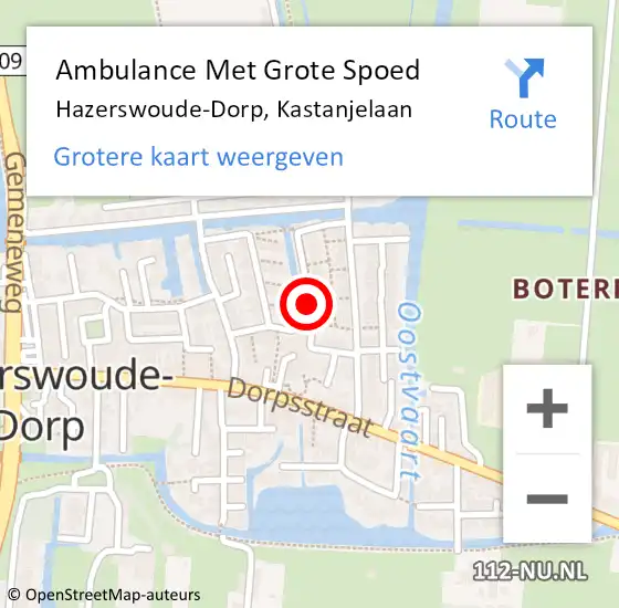 Locatie op kaart van de 112 melding: Ambulance Met Grote Spoed Naar Hazerswoude-Dorp, Kastanjelaan op 20 november 2020 18:12