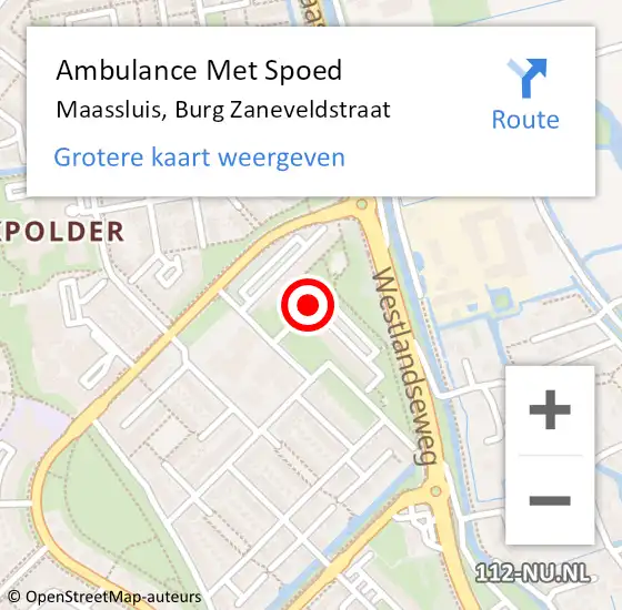 Locatie op kaart van de 112 melding: Ambulance Met Spoed Naar Maassluis, Burg Zaneveldstraat op 20 november 2020 21:48