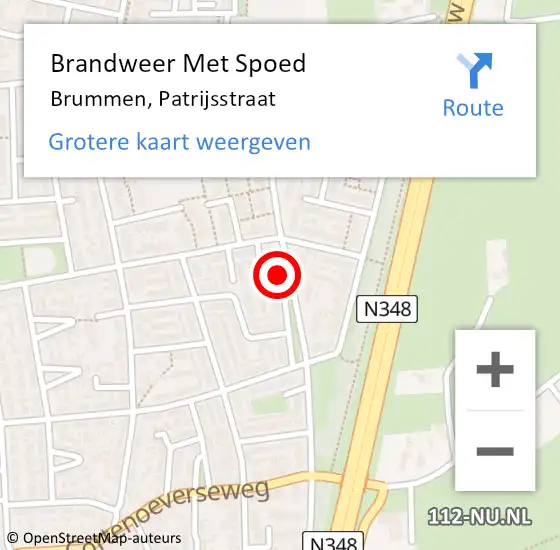 Locatie op kaart van de 112 melding: Brandweer Met Spoed Naar Brummen, Patrijsstraat op 20 november 2020 22:00
