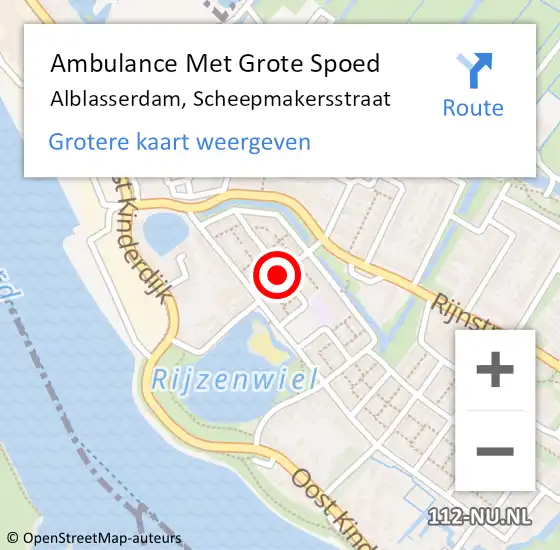 Locatie op kaart van de 112 melding: Ambulance Met Grote Spoed Naar Alblasserdam, Scheepmakersstraat op 20 november 2020 23:36