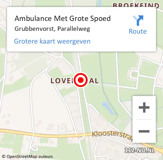 Locatie op kaart van de 112 melding: Ambulance Met Grote Spoed Naar Grubbenvorst, Parallelweg op 25 mei 2014 06:25