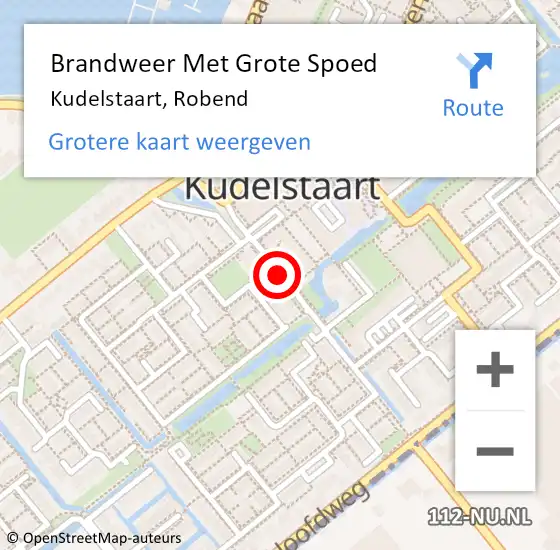 Locatie op kaart van de 112 melding: Brandweer Met Grote Spoed Naar Kudelstaart, Robend op 21 november 2020 00:59