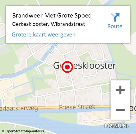 Locatie op kaart van de 112 melding: Brandweer Met Grote Spoed Naar Gerkesklooster, Wibrandstraat op 21 november 2020 01:27