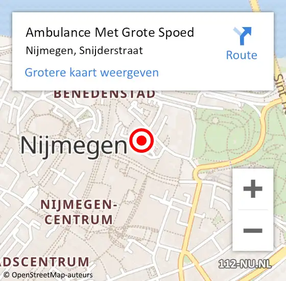 Locatie op kaart van de 112 melding: Ambulance Met Grote Spoed Naar Nijmegen, Snijderstraat op 21 november 2020 04:34