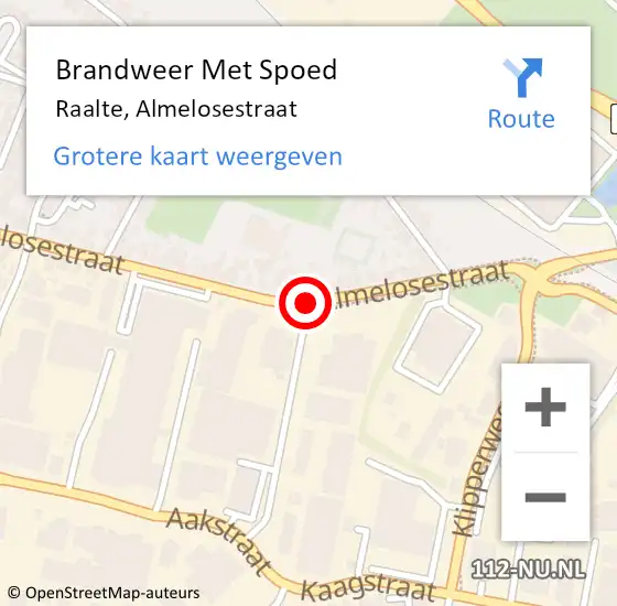 Locatie op kaart van de 112 melding: Brandweer Met Spoed Naar Raalte, Almelosestraat op 21 november 2020 10:24