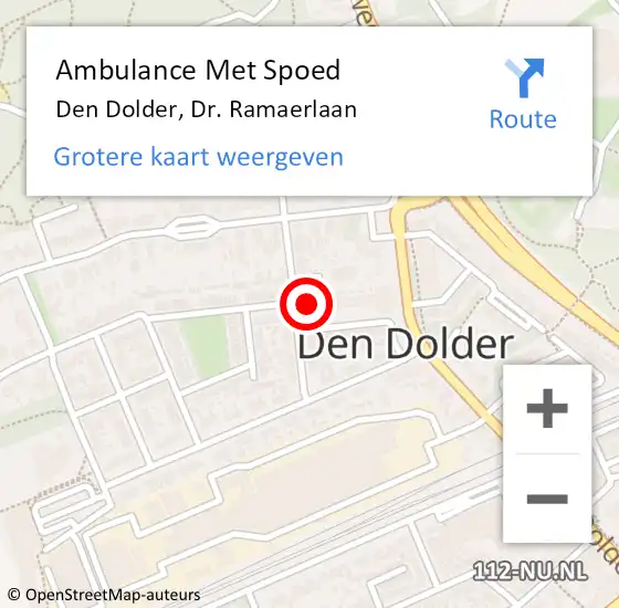 Locatie op kaart van de 112 melding: Ambulance Met Spoed Naar Den Dolder, Dr. Ramaerlaan op 25 mei 2014 07:45