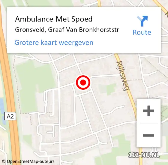 Locatie op kaart van de 112 melding: Ambulance Met Spoed Naar Gronsveld, Graaf Van Bronkhorststr op 25 mei 2014 08:47