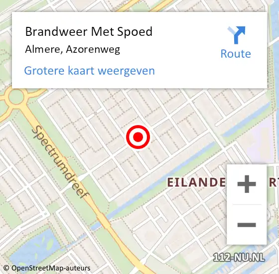 Locatie op kaart van de 112 melding: Brandweer Met Spoed Naar Almere, Azorenweg op 21 november 2020 17:58