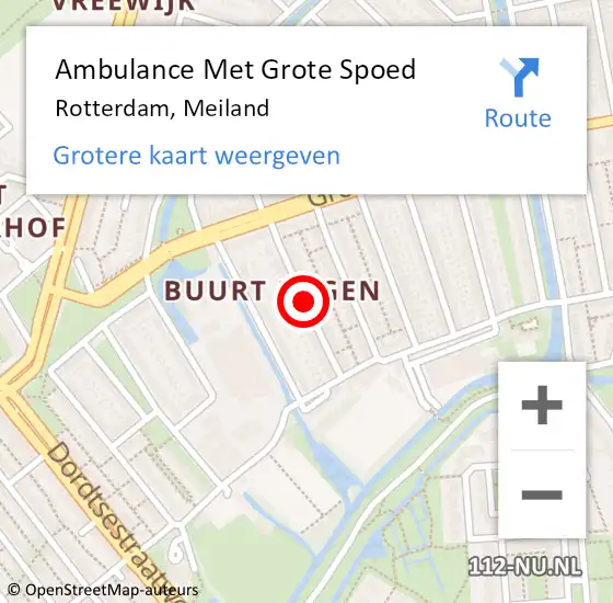 Locatie op kaart van de 112 melding: Ambulance Met Grote Spoed Naar Rotterdam, Meiland op 21 november 2020 18:23