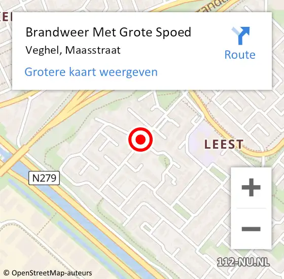 Locatie op kaart van de 112 melding: Brandweer Met Grote Spoed Naar Veghel, Maasstraat op 21 november 2020 18:42