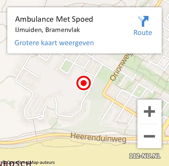 Locatie op kaart van de 112 melding: Ambulance Met Spoed Naar IJmuiden, Bramenvlak op 21 november 2020 18:49