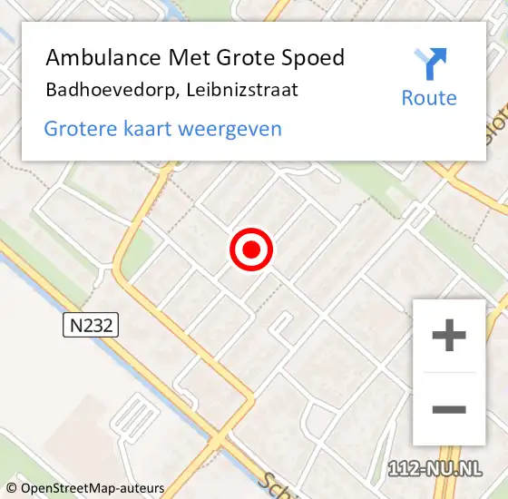 Locatie op kaart van de 112 melding: Ambulance Met Grote Spoed Naar Badhoevedorp, Leibnizstraat op 21 november 2020 19:19