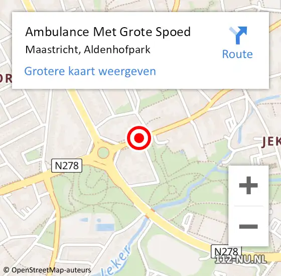 Locatie op kaart van de 112 melding: Ambulance Met Grote Spoed Naar Maastricht, Aldenhofpark op 21 november 2020 21:01