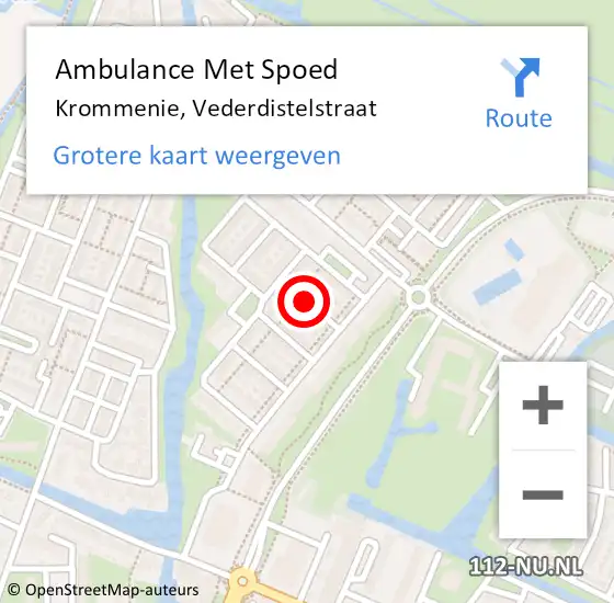 Locatie op kaart van de 112 melding: Ambulance Met Spoed Naar Krommenie, Vederdistelstraat op 21 november 2020 21:23