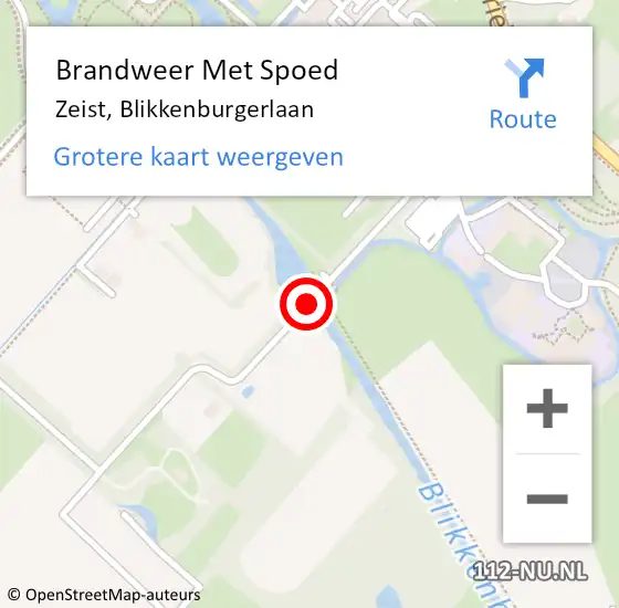 Locatie op kaart van de 112 melding: Brandweer Met Spoed Naar Zeist, Blikkenburgerlaan op 21 november 2020 22:15