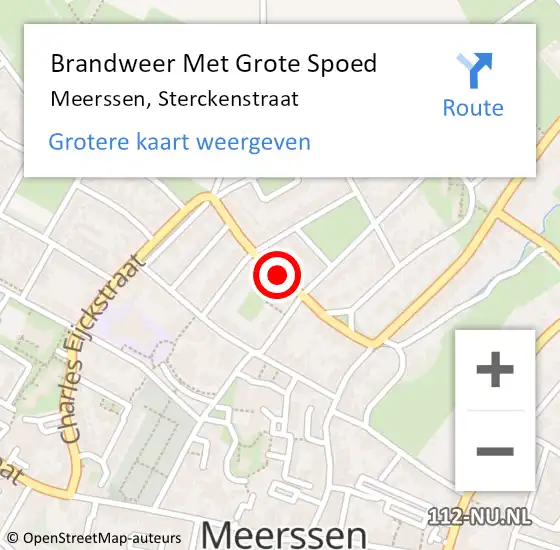 Locatie op kaart van de 112 melding: Brandweer Met Grote Spoed Naar Meerssen, Sterckenstraat op 21 november 2020 22:24