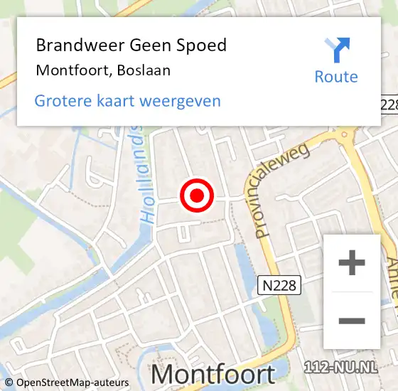 Locatie op kaart van de 112 melding: Brandweer Geen Spoed Naar Montfoort, Boslaan op 21 november 2020 22:32