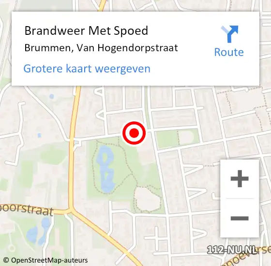 Locatie op kaart van de 112 melding: Brandweer Met Spoed Naar Brummen, Van Hogendorpstraat op 22 november 2020 01:39