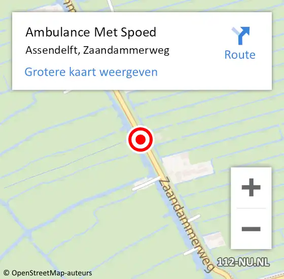 Locatie op kaart van de 112 melding: Ambulance Met Spoed Naar Assendelft, Zaandammerweg op 22 november 2020 04:55