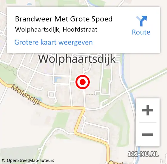 Locatie op kaart van de 112 melding: Brandweer Met Grote Spoed Naar Wolphaartsdijk, Hoofdstraat op 22 november 2020 06:41