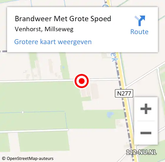 Locatie op kaart van de 112 melding: Brandweer Met Grote Spoed Naar Venhorst, Millseweg op 22 november 2020 08:04