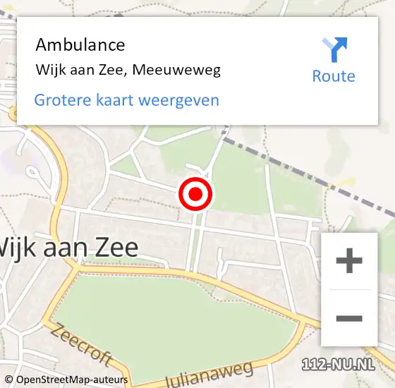 Locatie op kaart van de 112 melding: Ambulance Wijk aan Zee, Meeuweweg op 22 november 2020 09:32