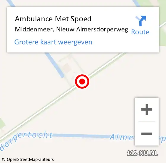 Locatie op kaart van de 112 melding: Ambulance Met Spoed Naar Middenmeer, Nieuw Almersdorperweg op 22 november 2020 10:16