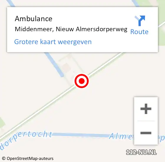 Locatie op kaart van de 112 melding: Ambulance Middenmeer, Nieuw Almersdorperweg op 22 november 2020 10:17