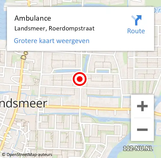 Locatie op kaart van de 112 melding: Ambulance Landsmeer, Roerdompstraat op 22 november 2020 10:49