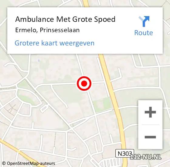 Locatie op kaart van de 112 melding: Ambulance Met Grote Spoed Naar Ermelo, Prinsesselaan op 22 november 2020 11:17
