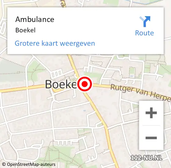 Locatie op kaart van de 112 melding: Ambulance Boekel op 22 november 2020 11:49