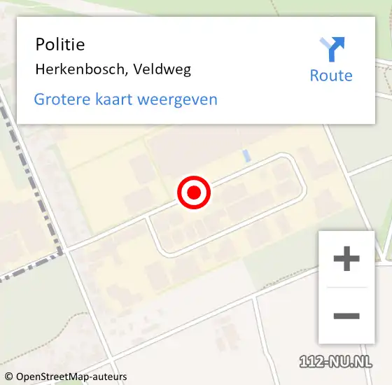 Locatie op kaart van de 112 melding: Politie Herkenbosch, Veldweg op 22 november 2020 13:09