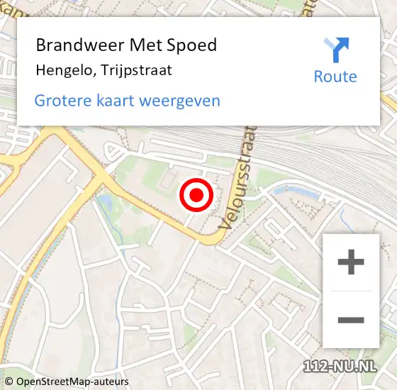 Locatie op kaart van de 112 melding: Brandweer Met Spoed Naar Hengelo, Trijpstraat op 22 november 2020 15:28