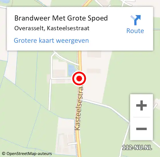 Locatie op kaart van de 112 melding: Brandweer Met Grote Spoed Naar Overasselt, Kasteelsestraat op 22 november 2020 15:39