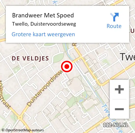 Locatie op kaart van de 112 melding: Brandweer Met Spoed Naar Twello, Duistervoordseweg op 22 november 2020 15:51