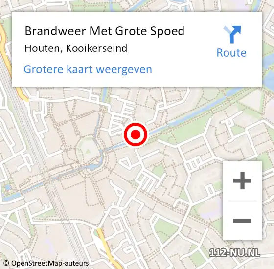 Locatie op kaart van de 112 melding: Brandweer Met Grote Spoed Naar Houten, Kooikerseind op 22 november 2020 16:00