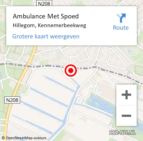 Locatie op kaart van de 112 melding: Ambulance Met Spoed Naar Hillegom, Kennemerbeekweg op 25 mei 2014 10:34