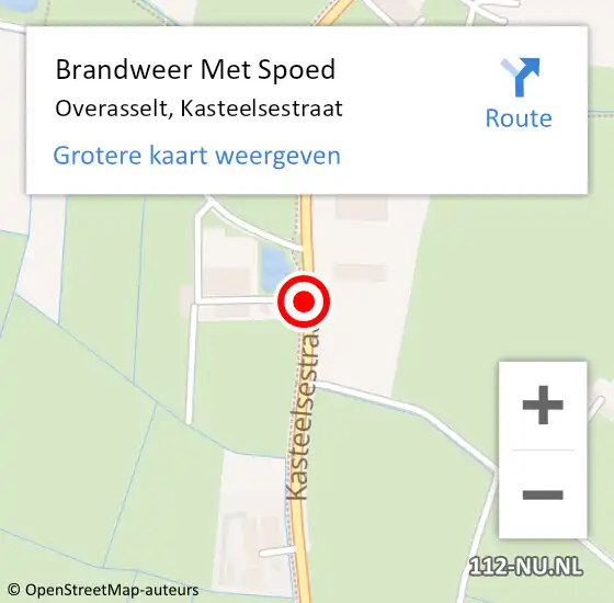 Locatie op kaart van de 112 melding: Brandweer Met Spoed Naar Overasselt, Kasteelsestraat op 22 november 2020 16:03