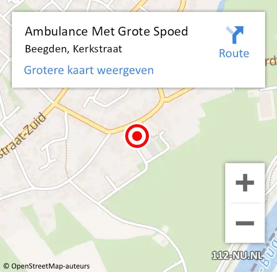 Locatie op kaart van de 112 melding: Ambulance Met Grote Spoed Naar Beegden, Kerkstraat op 25 mei 2014 10:37