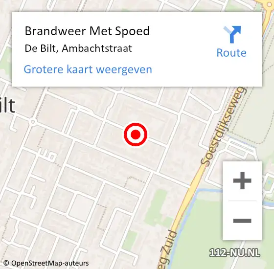 Locatie op kaart van de 112 melding: Brandweer Met Spoed Naar De Bilt, Ambachtstraat op 22 november 2020 17:21