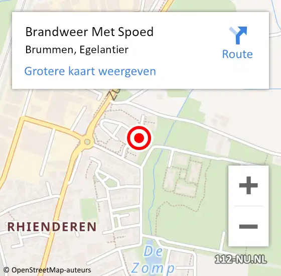 Locatie op kaart van de 112 melding: Brandweer Met Spoed Naar Brummen, Egelantier op 22 november 2020 17:22