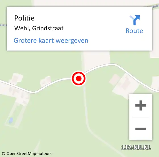 Locatie op kaart van de 112 melding: Politie Wehl, Grindstraat op 22 november 2020 17:55