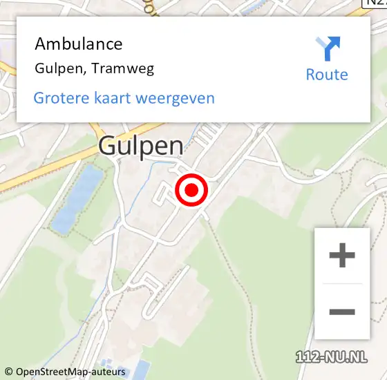 Locatie op kaart van de 112 melding: Ambulance Gulpen, Tramweg op 25 mei 2014 10:43